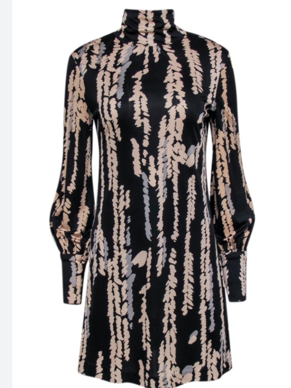 Trina Turk 100% Silk Willow Print Long Sleeve Shift Dress Sz 10